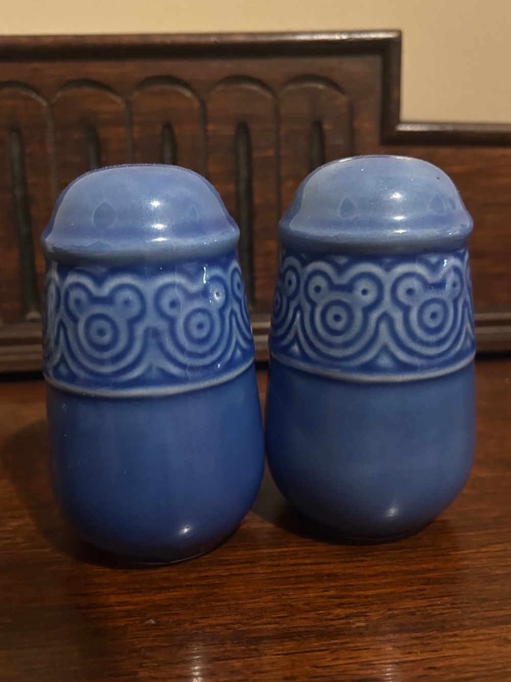 H8 Vintage Disney Blue Salt & Pepper Shakers